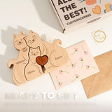 Wooden Cat Family Puzzle Artifact Ornament