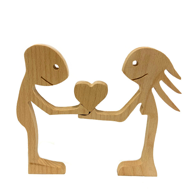 Lovers Heart-shaped Wooden Ornaments, Loving Family, Wooden Crafts, Holiday Decorations