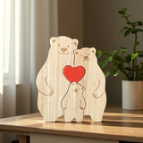Wooden Mother-and-child Bear Doll Warm Family Zigsaw Puzzle Set Solid Wood