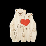 Wooden Mother-and-child Bear Doll Warm Family Zigsaw Puzzle Set Solid Wood