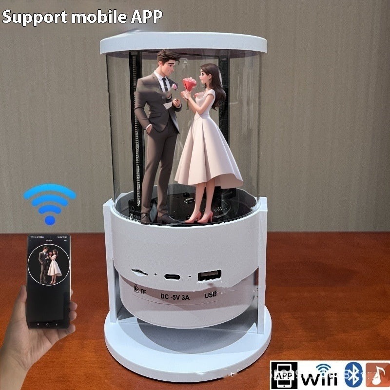 360-degree 3D Holographic Fan Bluetooth Speaker Advertising Machine Air Imaging Stereo Cylindrical Screen