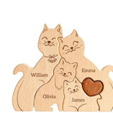 Wooden Cat Family Puzzle Artifact Ornament
