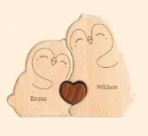 Cross-border Custom DIY Solid Wood Cute Bear Family Puzzle Wooden Engraved Surname Name Memorial Ornament