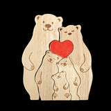 Wooden Mother-and-child Bear Doll Warm Family Zigsaw Puzzle Set Solid Wood