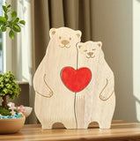 Cross-border Custom DIY Solid Wood Cute Bear Family Puzzle Wooden Engraved Surname Name Memorial Ornament