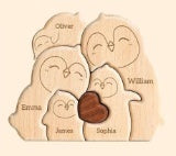 Cross-border Custom DIY Solid Wood Cute Bear Family Puzzle Wooden Engraved Surname Name Memorial Ornament