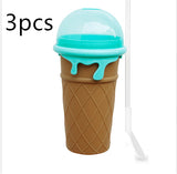500ml Large Capacity Slushy Cup Summer Squeeze Homemade Juice Water Bottle Quick-Frozen Smoothie Sand Cup Pinch Fast Cooling Magic Ice Cream Slushy Maker Beker Kitchen Gadgets